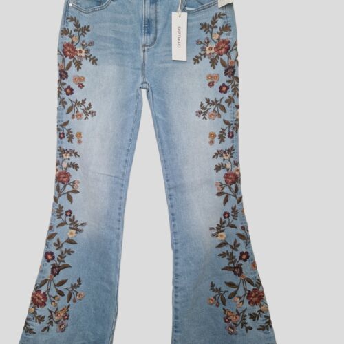 Driftwood x Free People Farrah Embroidered Flare Jeans 31W 32L BNWT RRP $188 - Picture 1 of 18
