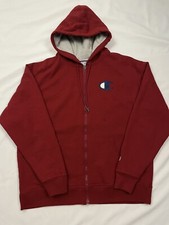 Champion Men's Athletics Powerblend Fleece Full Zip Hoodie, Logo, Red size XL