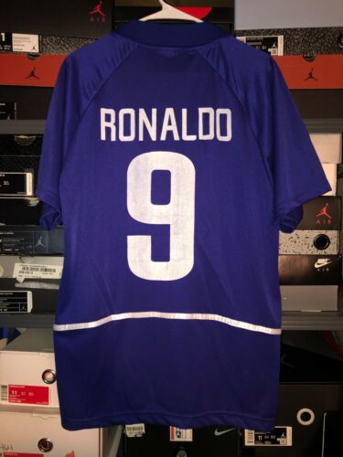 Malance Ronaldo #9 CBF Brasil Brazil Soccer Jersey Men's L 2002 World Cup Rare - 第 1/4 張圖片