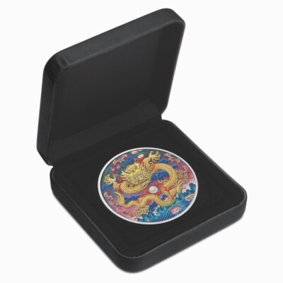 Tuvalu 2025 GOLDEN IMPERIAL DRAGON $3 3 Oz Silver Proof Piedfort