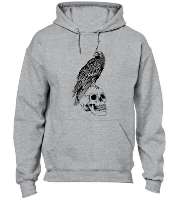 CROW & SKULL HOODY HOODIE COOL VIKING ODIN THOR CELTIC DESIGN DEATH COOL TOP