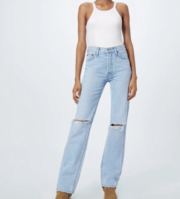 NWT RE/DONE  90s High Rise Loose Fit Jeans Bleach Destroy Women's Size 29 $295