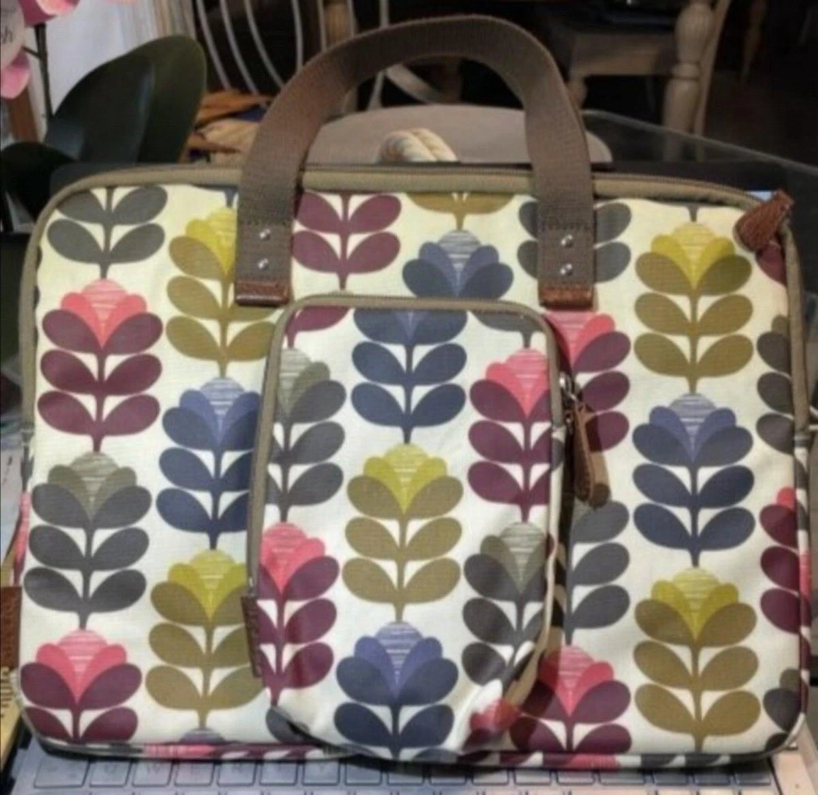 Sac Fourre-tout Orla Kiely Occasion - Taille Medium, Couleur Taupe Multicolore, Style Rétro