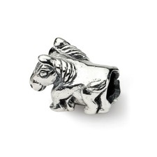 Horse Kids Bead .925 Sterling Silver Antique Finish Reflection Beads