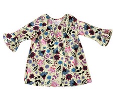 Hanna Andersson Floral Print Flare Sleeve Dress Sz 110 4-6 Yr Yrs Old Pre Owned