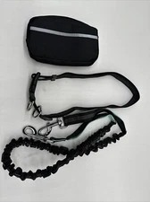 Dog Leash Belt Hands Free Running Jogging Walking Waist Pouch with Bungee Leash