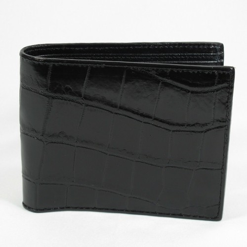 Portefeuille Double Pli Homme En Cuir Crocodile Véritable Noir - Fait Main En Thaïlande, Neuf Sans étiquettes