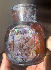 NICE AMBER WIDE MOUTH ARMOUR'S VIGAROL MEDICINE BOTTLE CHICAGO 1910 ERA DUG L@@K