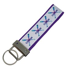 Crew Key Chain, Crew Team Key Fob, Fabric Keychain, Rowing Keychain Purple Back