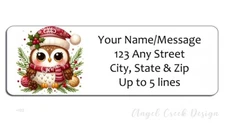 Gorgeous Christmas Santa Owl Holiday Custom Personalized Return Address Labels