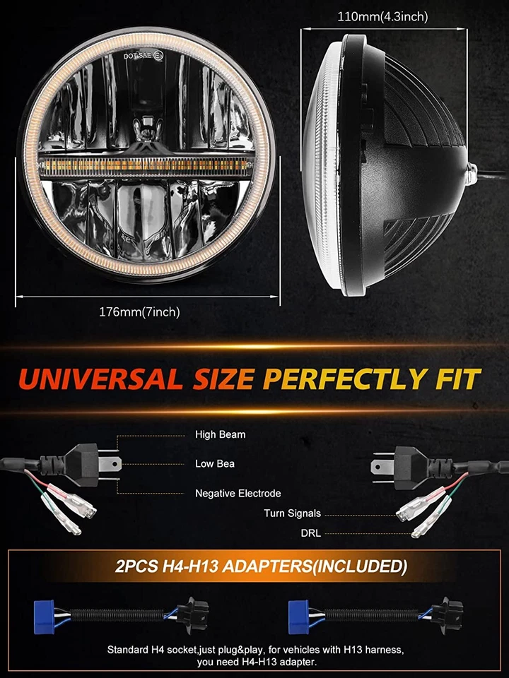 Faros LED redondos DOT 7" ajuste alto/bajo Land Rover Range Rover Classic 1970-1995 Foto 4 de 4