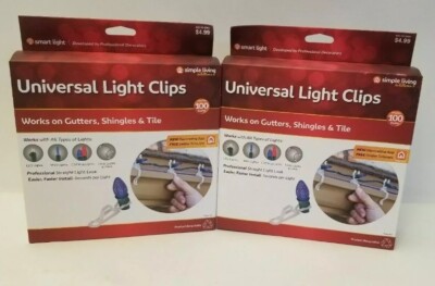    TWO - SIMPLE LIVING UNIVERSAL LIGHT HANGER CLIPS-GUTTERS/TILE 100 PACK   