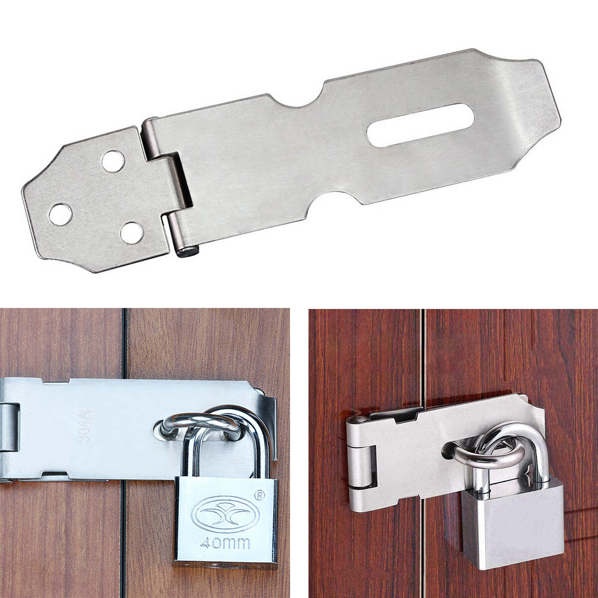 2 Pcs Stainless Steel Hasp Lock Security Lock Device Door Lock Hasp Padlock Door For Cabinet Window (3 Inch) | Fruugo NO - View #3