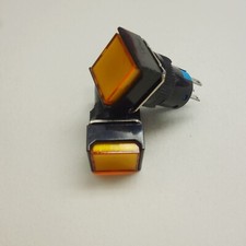 2PCS 16MM Square Yellow LED ILLUMINATED Momentary PUSH BUTTON 2NO/2NC 2POLES LA