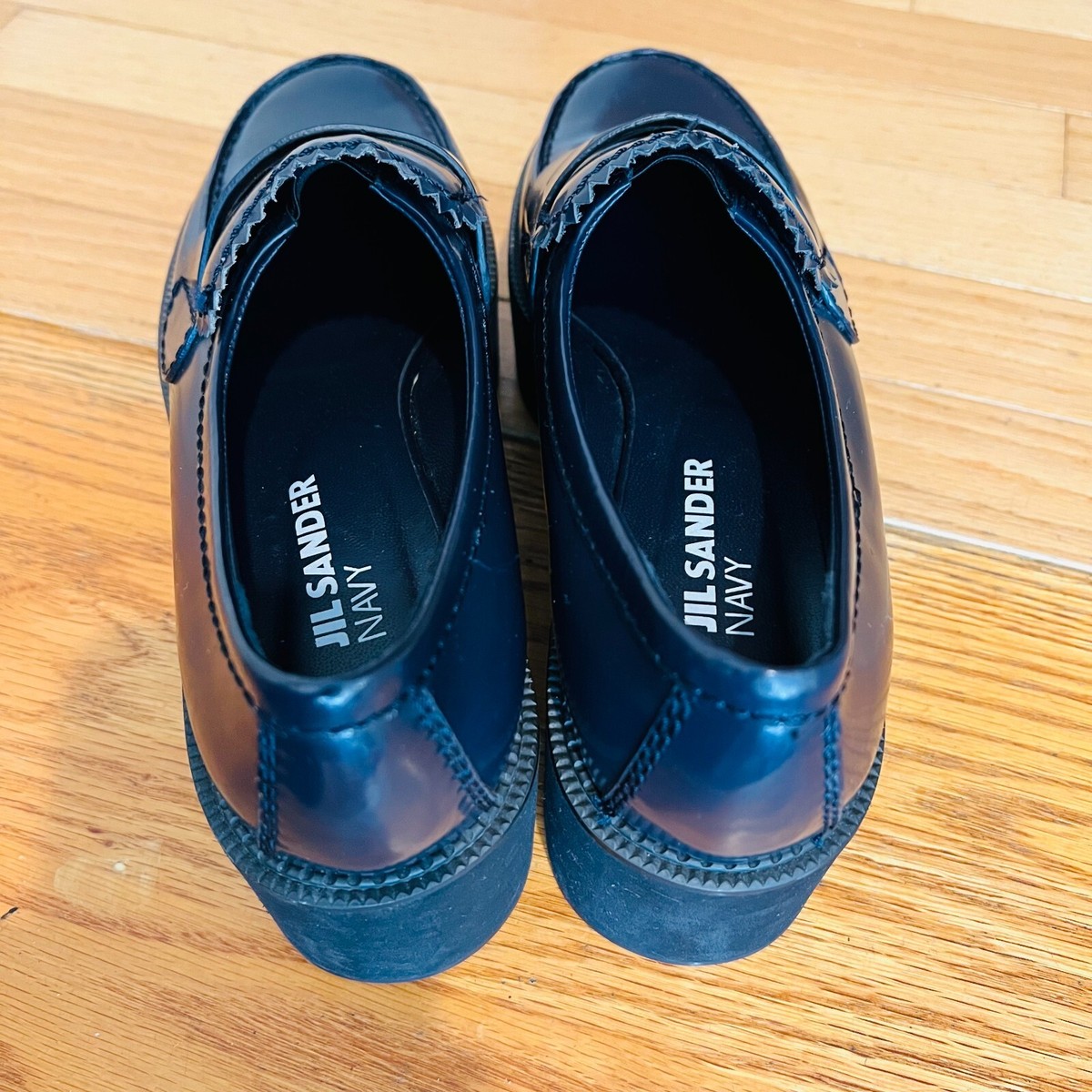 Jil Sander Navy Blue Leather Platform Shoes Eur 38.5 US 8 Jil Sander Navy Blue Leather Platform Shoes Eur 38.5 US 8