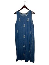 Erika & Co. Vintage Denim Embroidered Womens Jumper Medium, Cottage core modest