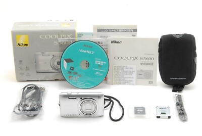 Mint in Box】Nikon Coolpix S3600 20.1MP Silver Compact Mint in Box】Nikon Coolpix S3600 20.1MP Silver Compact