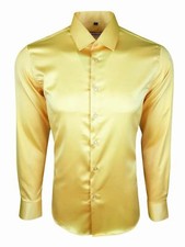 MENS SATIN SHIRT WEDDING DRESS FORMAL SMART SILKY FEEL LONG SLEEVES &pound;17.99(422)