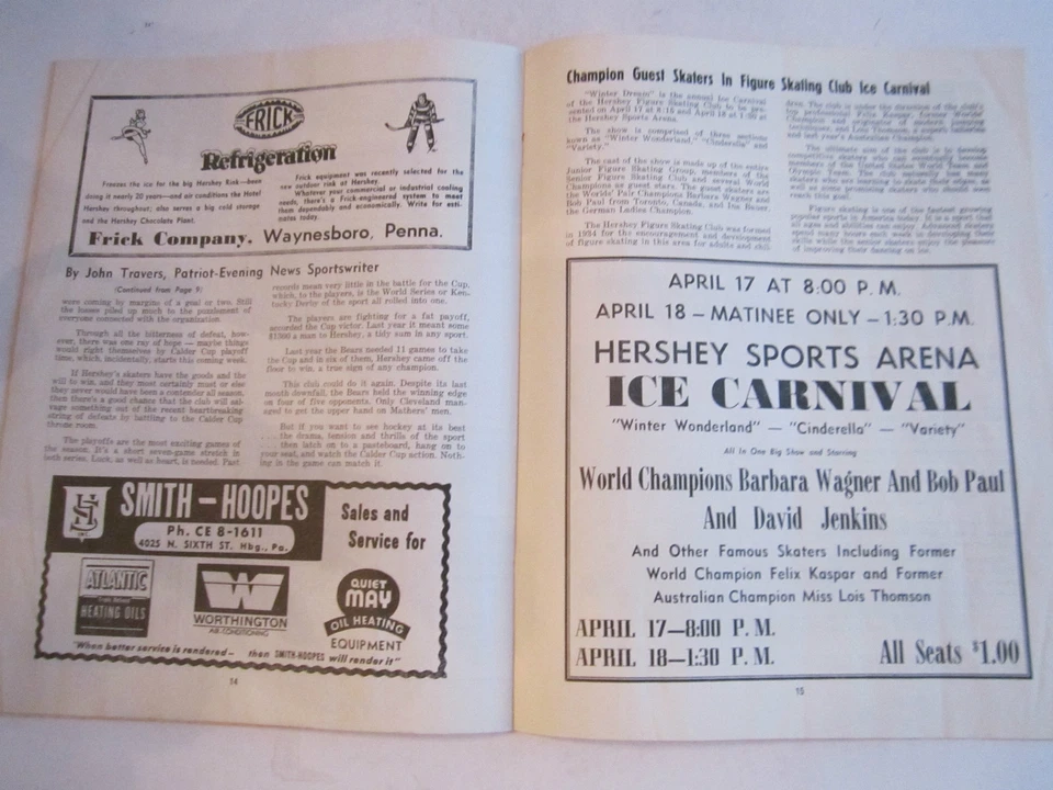 1960'S HERSHEY BEARS CALDER CUP & AMERICAN HOCKEY LEAGUE CHAMPION PROGRAM-TUB CC - Image 4 of 4