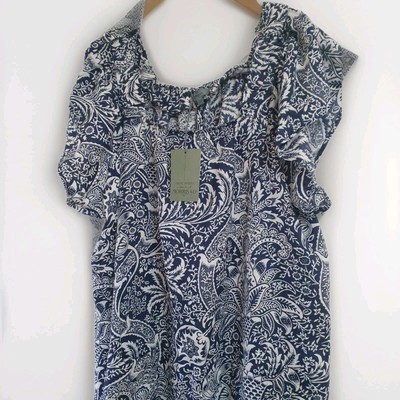 NEXT Petite - Morris & Co  Gorgeous Floral Blue & White Dress Size 22 Paid £46