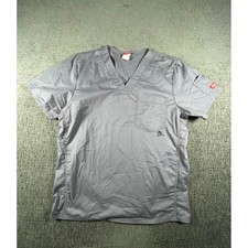 Dickies Gen Flex Mens Scrub Top Small Pewter Gray V-Neck Pocket 81722 PEWZ