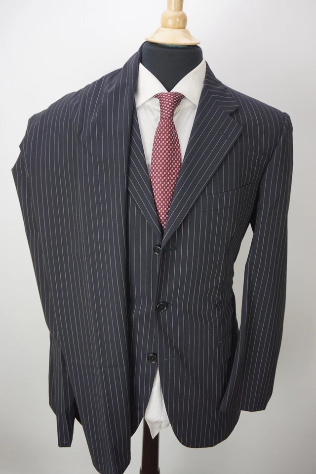 Traje Chaqueta Pantalón Burberry London Mezcla Lana Negro Rayas 2 Piezas 40R 50EU NUEVO Foto 4 de 4