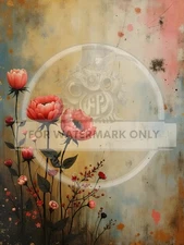 Patina Flowers | A4 Rice Paper | Paper for Decoupage | Decoupage Central