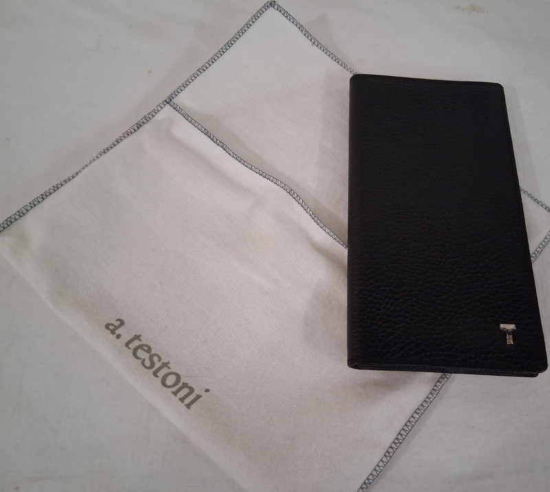 A. TESTONI - LONG BIFOLD BLK LEATHER WALLET WITH DUST BAG