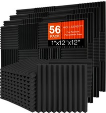 Saiqiang 56 Pack Acoustic Foam Panels, 1" x 12"x 12" sjc-1 in-56p, Black