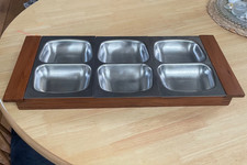 Robert Welch Old Hall Teak Hors D’oeuvres Tray Stainless Steel Midcentury 1970s