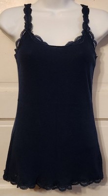Converse Camisole Tank Top Womens Blue Lace Trim Feminine Fairy Medium 