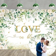 Love in Bloom Bridal Shower Backdrop 7x5FT Greenery Eucalyptus White Flowers ...