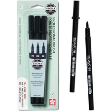 Archival Black Ink Brush Pens for Lettering Modern Calligraphy Drawing 3 Pack