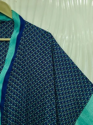 Maxi vestido de seda azul caftán satinado corte holgado Resort Wear vestido... - Imagen 1 de 4