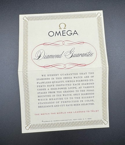 Caja de presentación de reloj individual OMEGA madera/terciopelo negro/dorado, tarjeta, vintage - Imagen 7 de 9