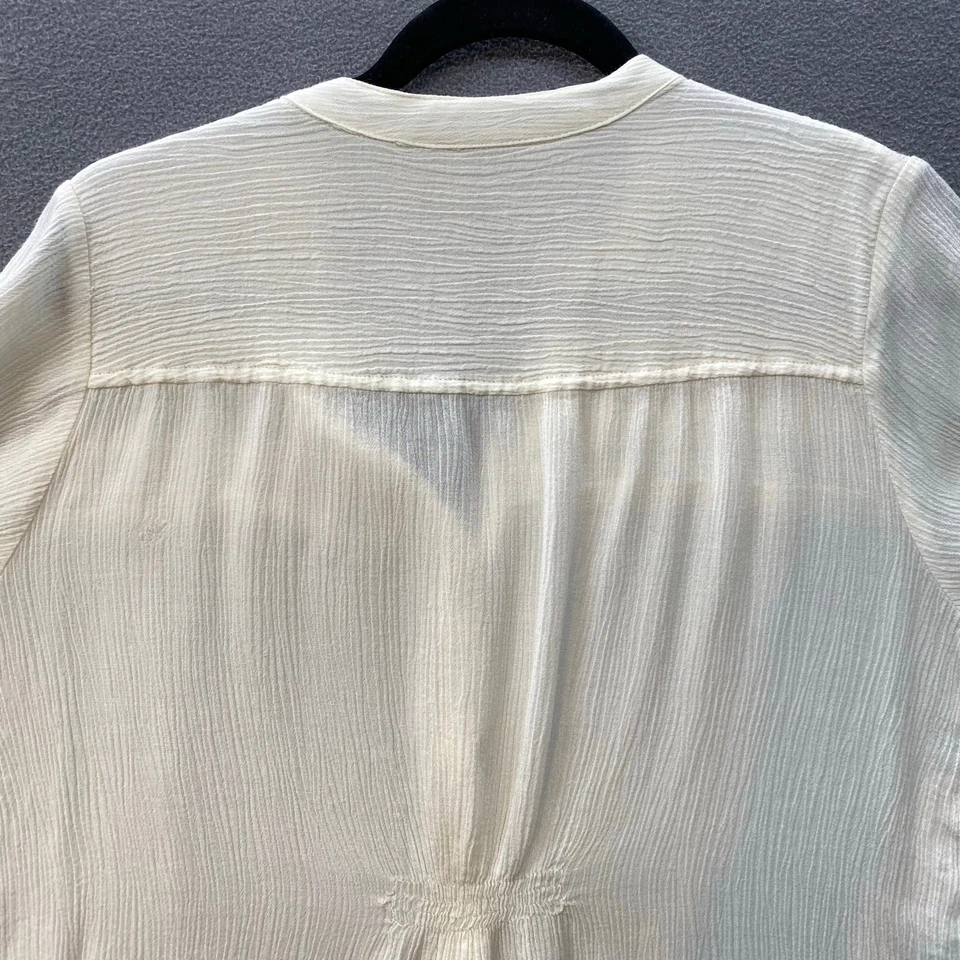 Top Krazy Kat para mujer 1X crema con botones manga corta encaje cottagecore Foto 4 de 4