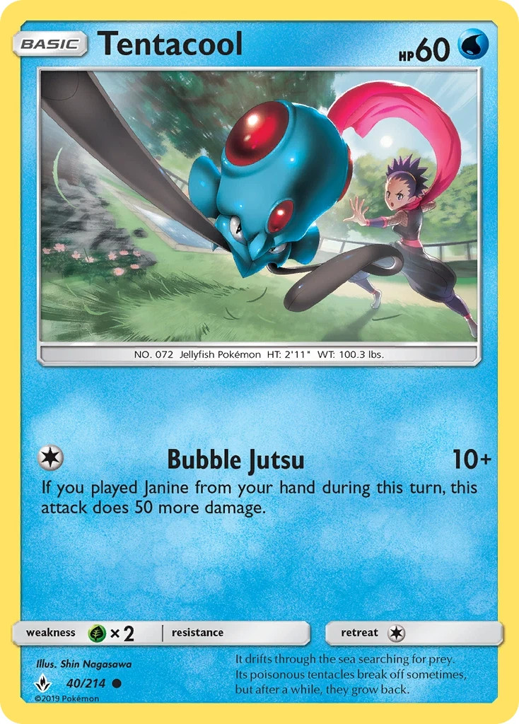 Pokemon TENTACOOL Sun & Moon Unbroken Bonds 40/214 NM/Mint PACK FRESH