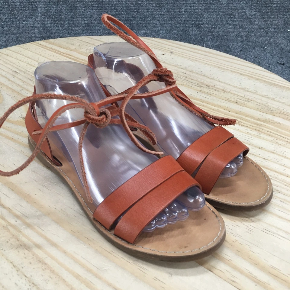 Sandalias planas Madewell para mujer 7,5 The Boardwalk con tiras G4998 cuero marrón Foto 3 de 4