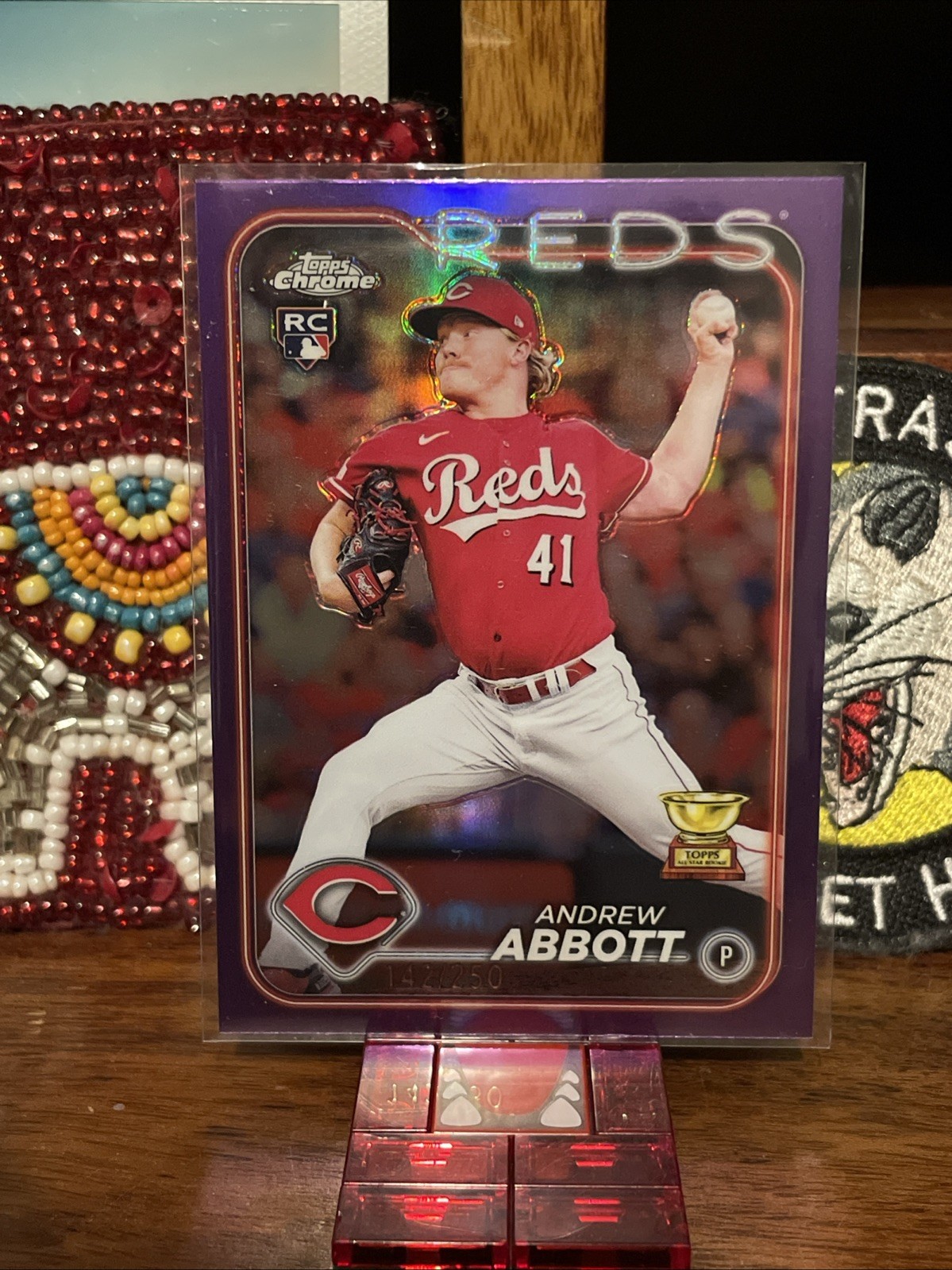 2024 Topps Chrome Andrew Abbott #154 True Purple Refractor /250 (RC)