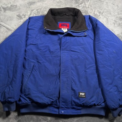 Vintage Helly Hansen Bomber Jacket Mens Medium Blue Fleece Lined Rare Warm Wear