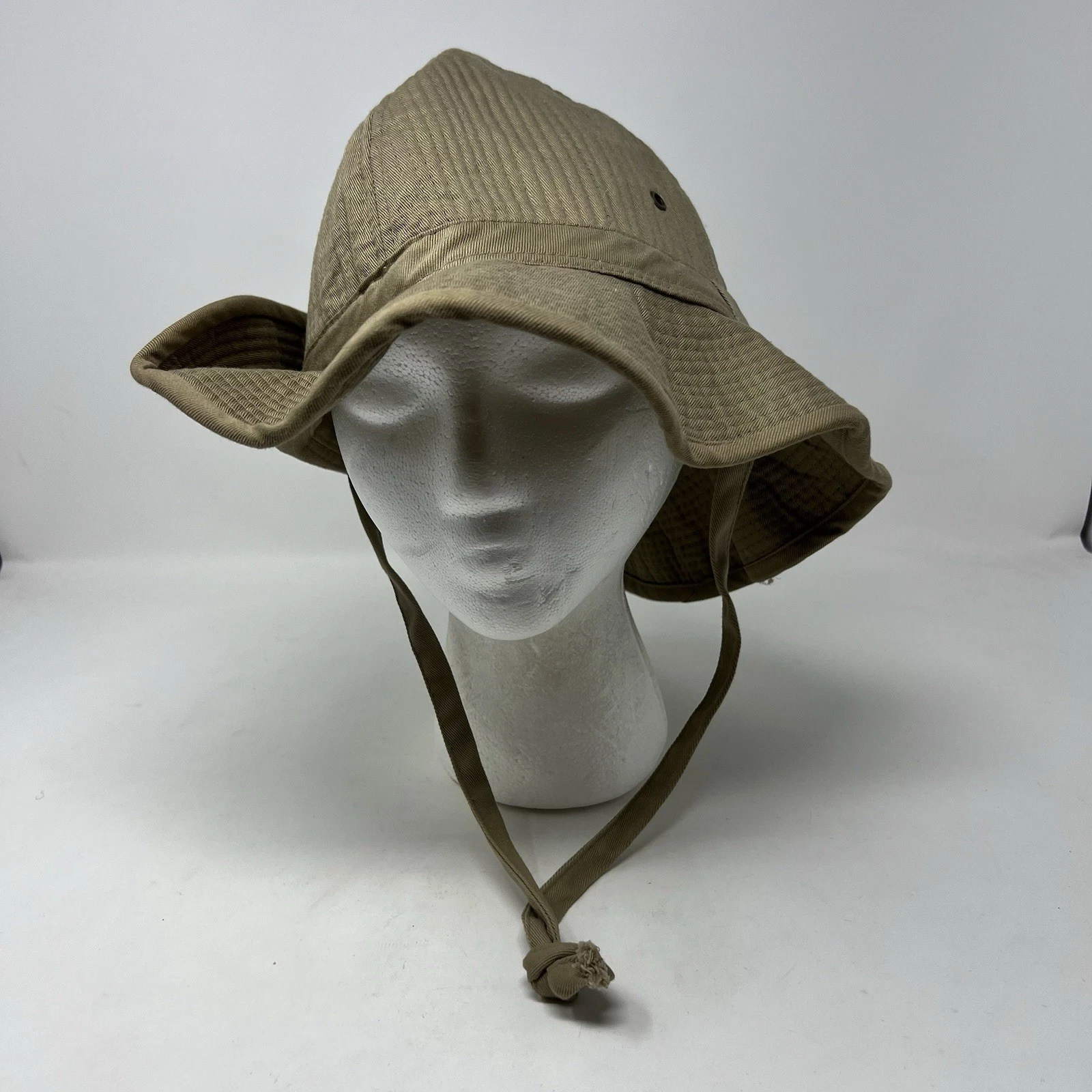 Vtg 90s Banana Republic French Army Bush Safari Hat Large Side Snap Cotton Khaki