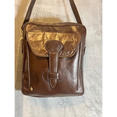 Vintage Brown Leather Crossbody Bag 13x11x4 Italian Style Griffin Logo