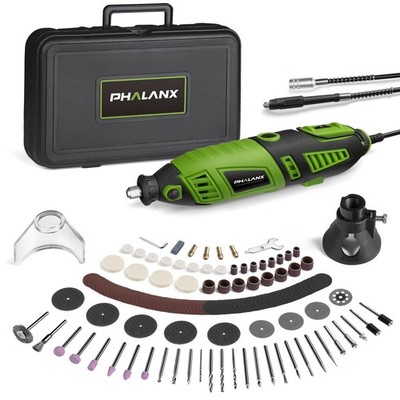 180W Rotary Tool Kit, 1.5-Amp PHALANX 6 Variable Speed 139pcs