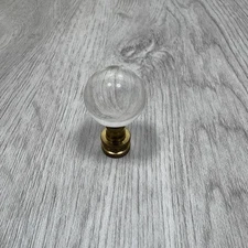 Original Glass Ball Brass Threaded Lamp Finial Clear 1 3/4 "