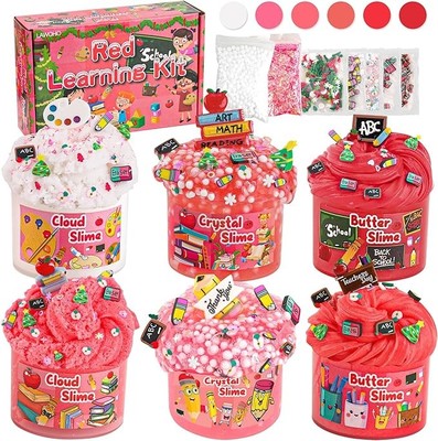 6er Pack Klassenzimmer Rot Schleim Kit - Cloud Slime, Butter Slime DIY Basteln