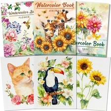 8.5 11" Watercolor Workbook,3 Watercolor Coloring Books for Adults,Water Co...