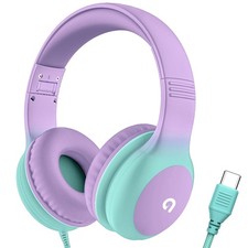 Wired Kids Headphones with USB C Plug, 85dB Safe Volume, Adjustable Headband,...