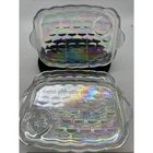 Vintage Federal Glass Yorktown Snack Iridescent Carnival Plates. Set of 3