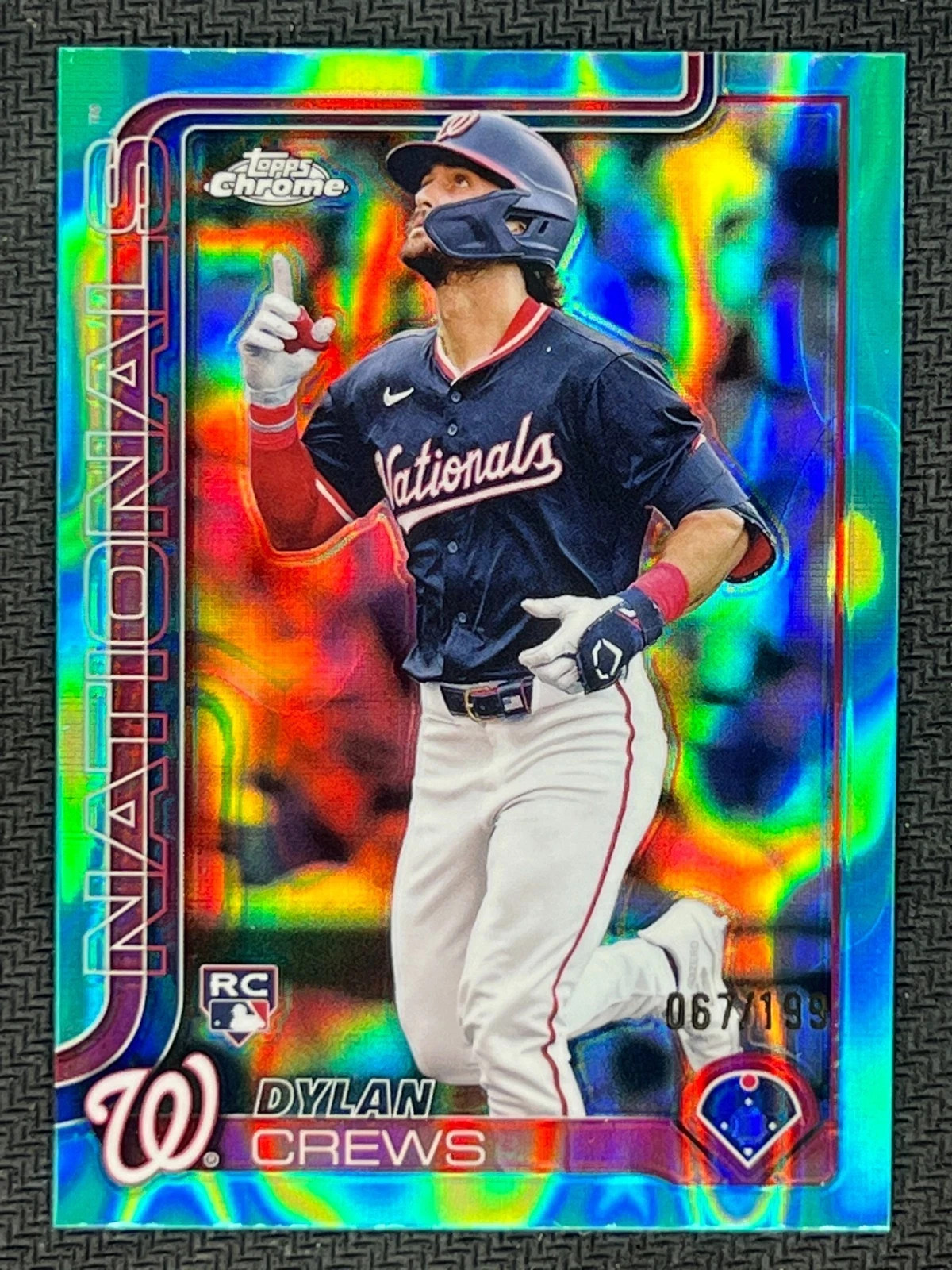 2025 Topps Chrome Baseball Aqua Lava #146 Dylan Crews RC Rookie Nationals 67/199