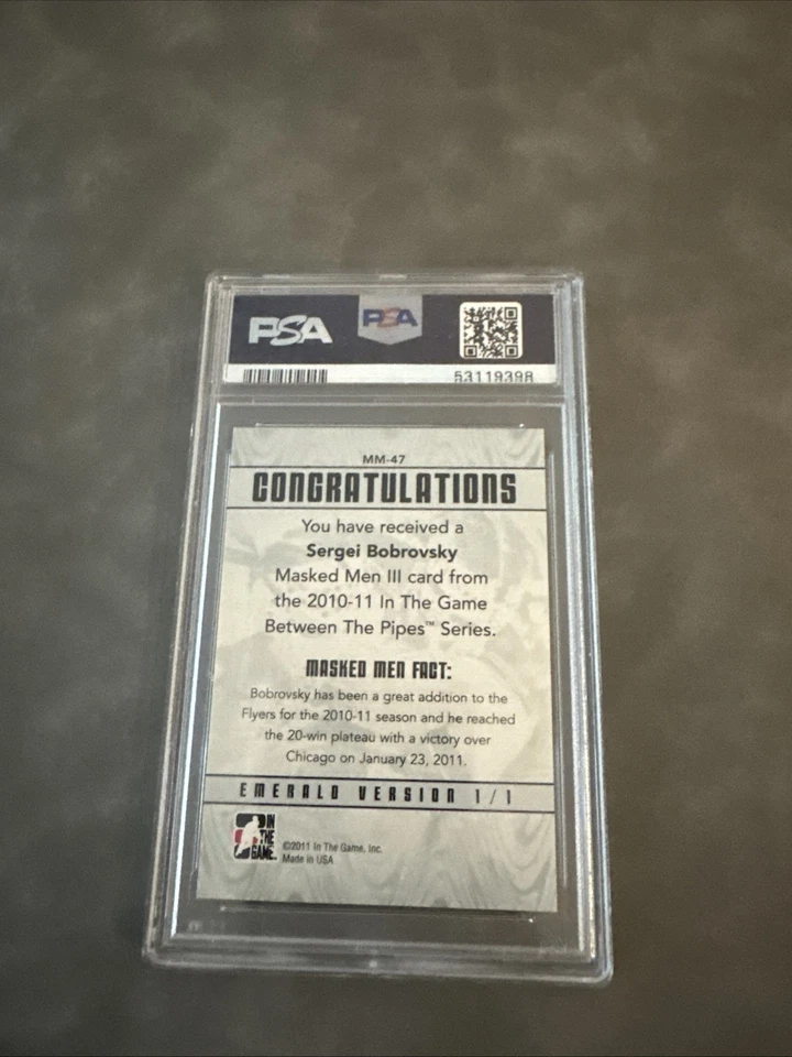 2010-11 In the Game BTP- Masked Men III Sergei Bobrovsky Emerald /340 (RC) — 第 2/3 张图片